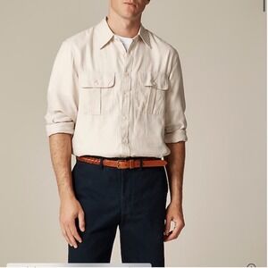 J. CREW Two-pocket herringbone workshirt in TENCEL™ lyocell-linen blend